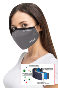 4-х слойная FPP-15 Полумаска [RINIDI] Silver Nano Royal Grey