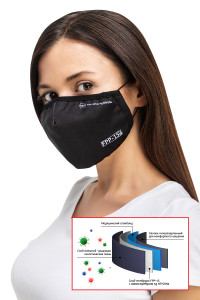 4-х слойная FPP-15 Полумаска [RINIDI] Silver Nano Black